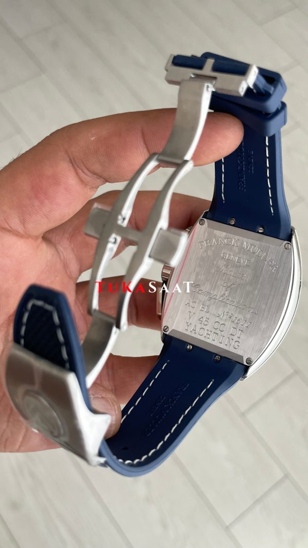 Franck Muller Vanguard Yachting Chronograph Mavi V45CCDT Silver 44mm Super Clone Swiss ETA Saat ABF Factory Franck Muller Vanguard Yachting Chronograph Mavi V45CCDT Silver 44mm Super Clone Swiss ETA Saat ABF Factory