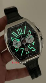 Franck Muller Vanguard Yachting Chronograph Siyah V45CCDT Silver 44mm Super Clone Swiss ETA Saat ABF Factory