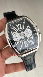 Franck Muller Vanguard Yachting Chronograph Siyah V45CCDT Silver 44mm Super Clone Swiss ETA Saat ABF Factory