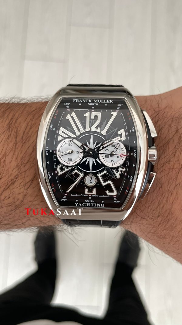 Franck Muller Vanguard Yachting Chronograph Siyah V45CCDT Silver 44mm Super Clone Swiss ETA Saat ABF Factory Franck Muller Vanguard Yachting Chronograph Siyah V45CCDT Silver 44mm Super Clone Swiss ETA Saat ABF Factory