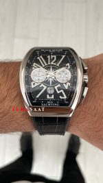 Franck Muller Vanguard Yachting Chronograph Siyah V45CCDT Silver 44mm Super Clone Swiss ETA Saat ABF Factory