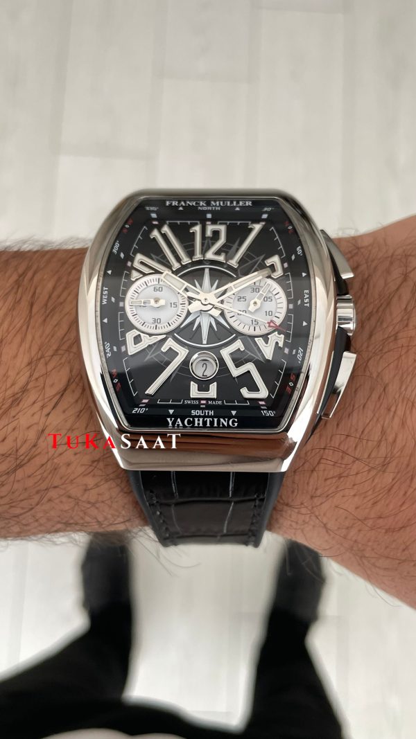 Franck Muller Vanguard Yachting Chronograph Siyah V45CCDT Silver 44mm Super Clone Swiss ETA Saat ABF Factory Franck Muller Vanguard Yachting Chronograph Siyah V45CCDT Silver 44mm Super Clone Swiss ETA Saat ABF Factory