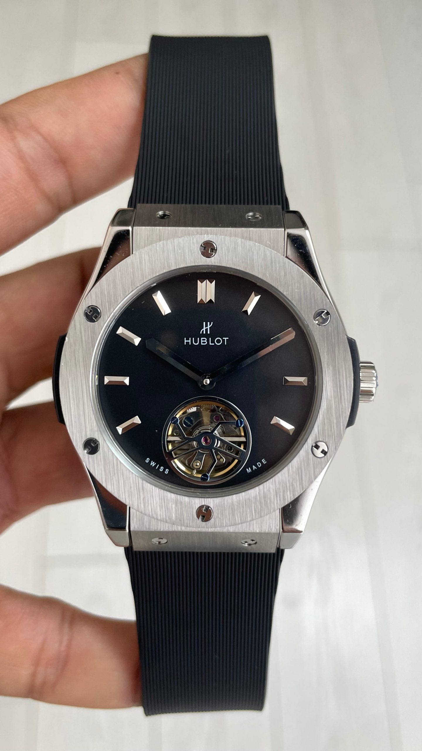 Hublot Classic Fusion Tourbillon Siyah Kadran 42mm Silver Replika Saat Hublot Classic Fusion Tourbillon Siyah Kadran 42mm Silver Replika Saat