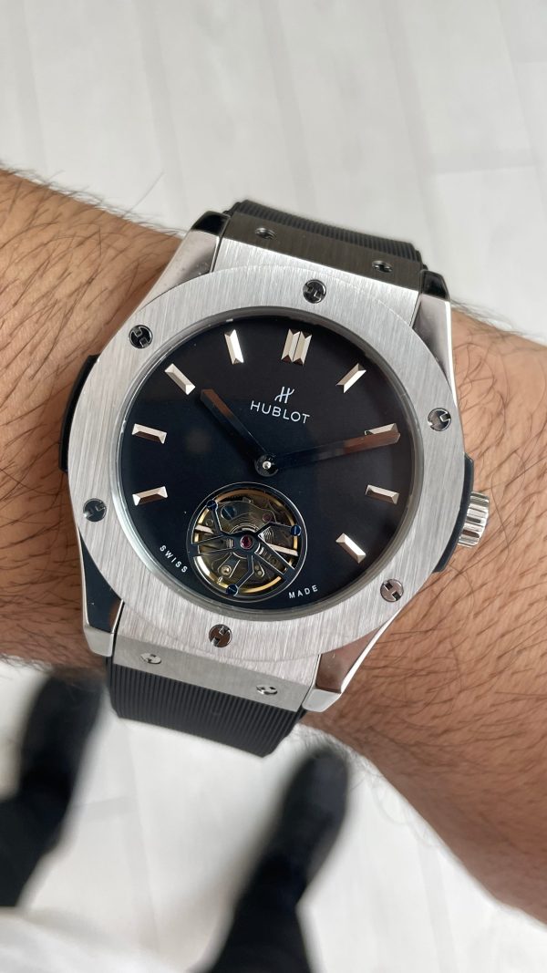 Hublot Classic Fusion Tourbillon Siyah Kadran 42mm Silver Replika Saat Hublot Classic Fusion Tourbillon Siyah Kadran 42mm Silver Replika Saat