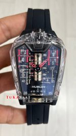 Hublot LaFerrari MP-05 Tourbillon Black Sapphire 46mm Siyah Şeffaf Replika Saat