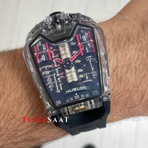 Hublot LaFerrari MP-05 Tourbillon Black Sapphire 46mm Siyah Şeffaf Replika Saat