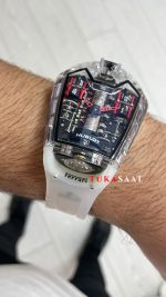 Hublot LaFerrari MP-05 Tourbillon Sapphire 46mm Şeffaf Replika Saat