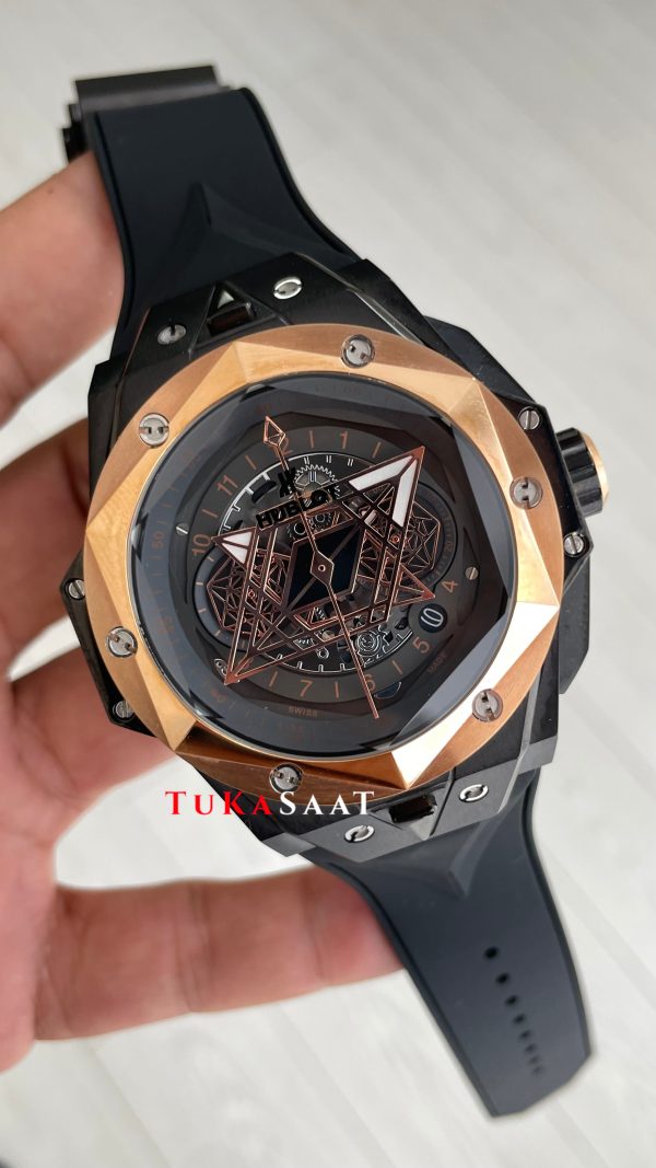 Hublot Sang Bleu II Black Magic 45mm Rose Black Replika Saat Hublot Sang Bleu II Black Magic 45mm Rose Black Replika Saat