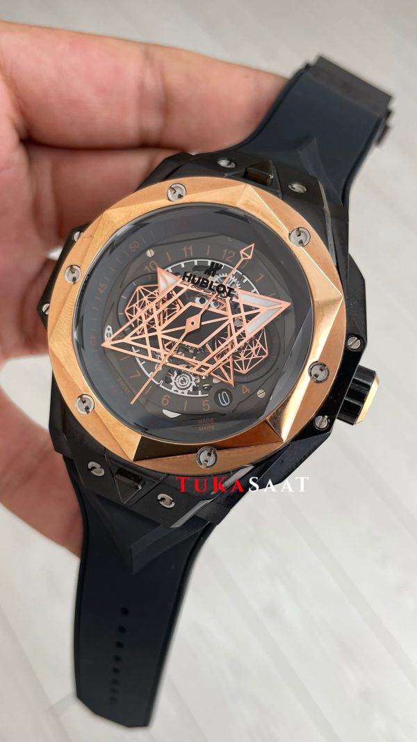 Hublot Sang Bleu II Black Magic 45mm Rose Black Replika Saat Hublot Sang Bleu II Black Magic 45mm Rose Black Replika Saat