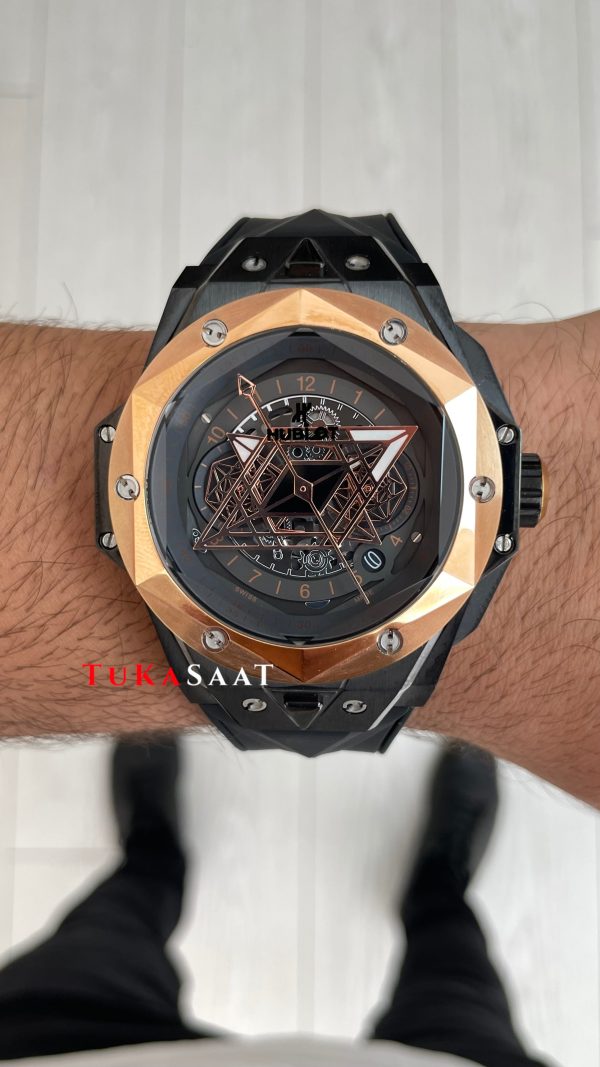 Hublot Sang Bleu II Black Magic 45mm Rose Black Replika Saat Hublot Sang Bleu II Black Magic 45mm Rose Black Replika Saat