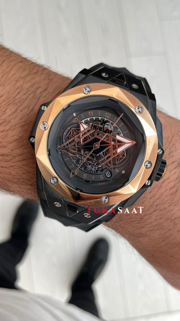 Hublot Sang Bleu II Black Magic 45mm Rose Black Replika Saat Hublot Sang Bleu II Black Magic 45mm Rose Black Replika Saat