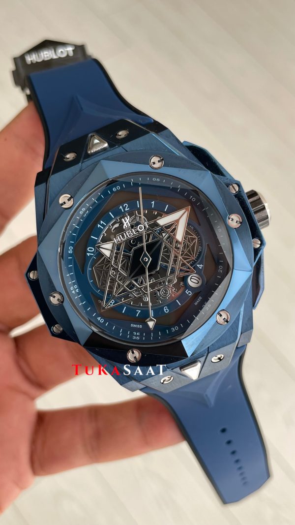 Hublot Sang Bleu II Blue 45mm Mavi Kadran Replika Saat