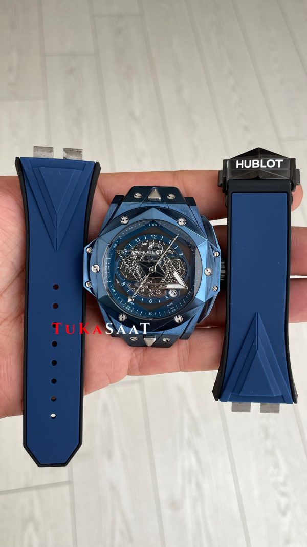 Hublot Sang Bleu II Blue 45mm Mavi Kadran Replika Saat