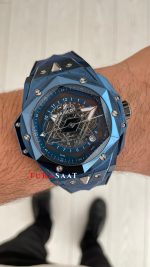 Hublot Sang Bleu II Blue 45mm Mavi Kadran Replika Saat