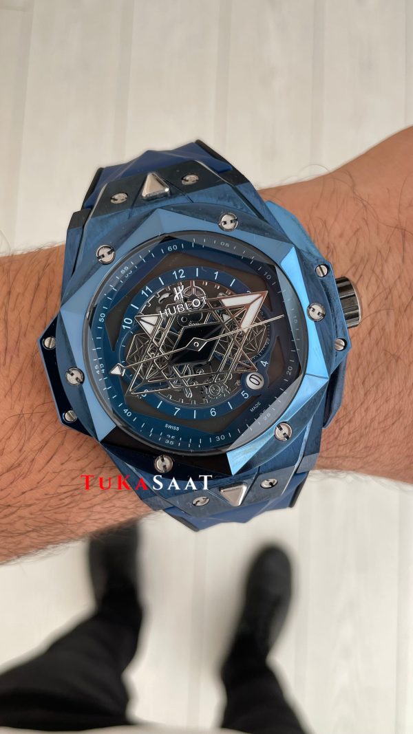 Hublot Sang Bleu II Blue 45mm Mavi Kadran Replika Saat