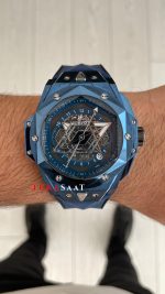 Hublot Sang Bleu II Blue 45mm Mavi Kadran Replika Saat