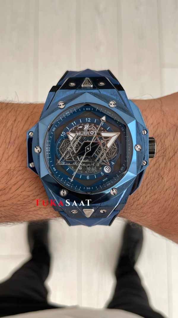 Hublot Sang Bleu II Blue 45mm Mavi Kadran Replika Saat