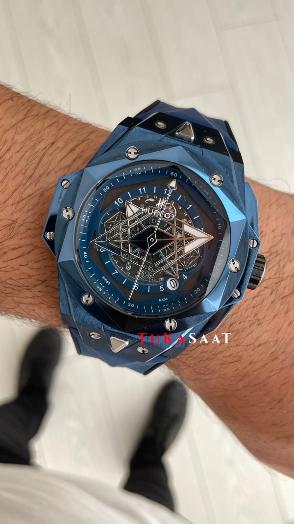 Hublot Sang Bleu II Blue 45mm Mavi Kadran Replika Saat