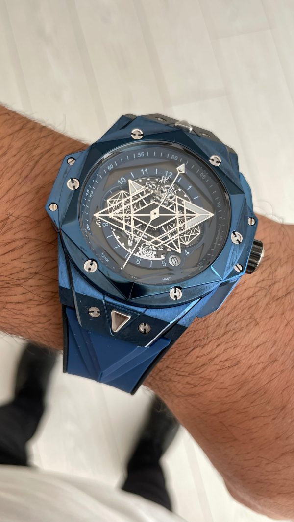 Hublot Sang Bleu II Blue 45mm Mavi Kadran Replika Saat
