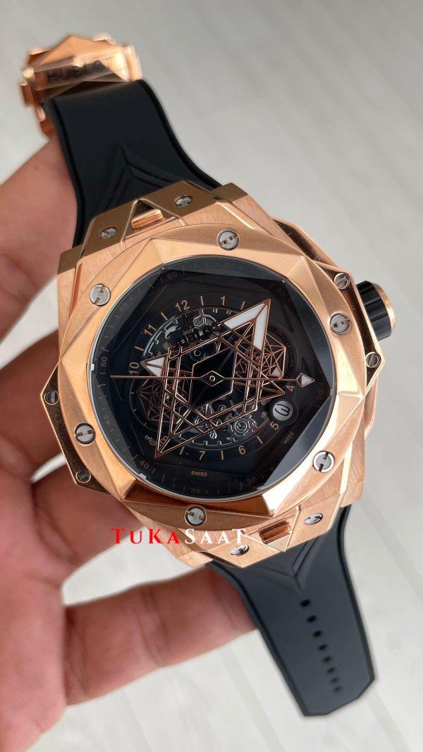 Hublot Sang Bleu II Siyah Kadran 45mm Rose Replika Saat Hublot Sang Bleu II Siyah Kadran 45mm Rose Replika Saat
