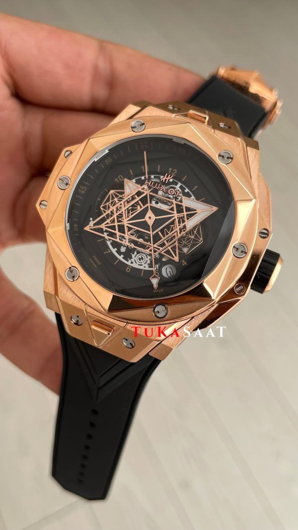 Hublot Sang Bleu II Siyah Kadran 45mm Rose Replika Saat Hublot Sang Bleu II Siyah Kadran 45mm Rose Replika Saat