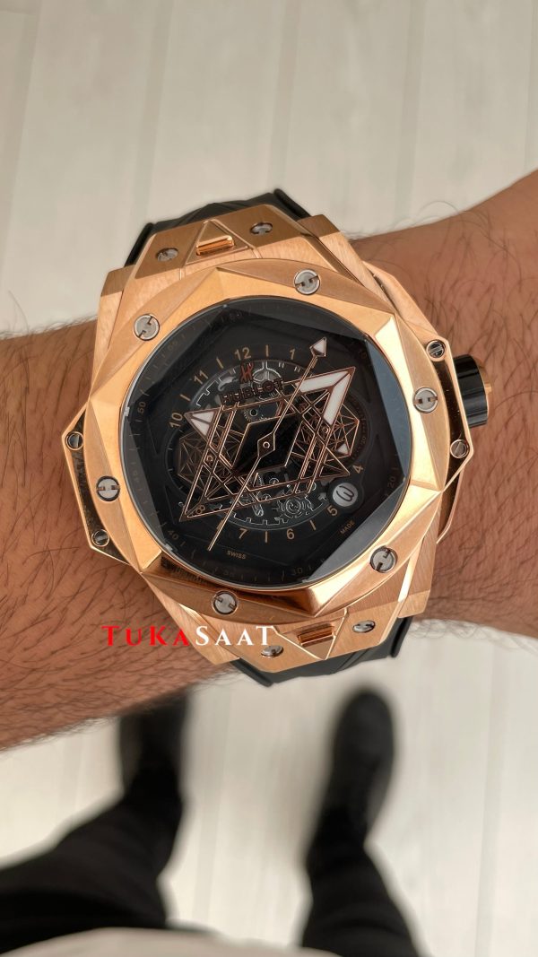 Hublot Sang Bleu II Siyah Kadran 45mm Rose Replika Saat Hublot Sang Bleu II Siyah Kadran 45mm Rose Replika Saat