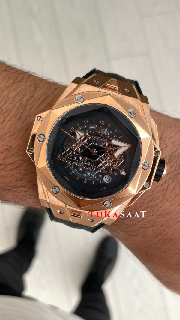Hublot Sang Bleu II Siyah Kadran 45mm Rose Replika Saat Hublot Sang Bleu II Siyah Kadran 45mm Rose Replika Saat