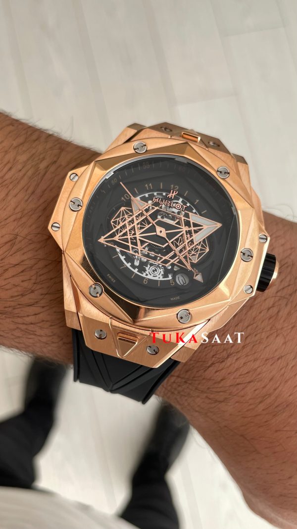 Hublot Sang Bleu II Siyah Kadran 45mm Rose Replika Saat Hublot Sang Bleu II Siyah Kadran 45mm Rose Replika Saat