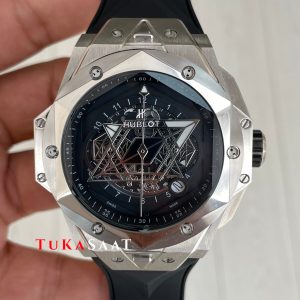 Hublot Sang Bleu II Siyah Kadran 45mm Silver Replika Saat