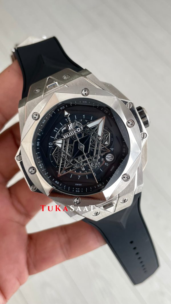 Hublot Sang Bleu II Siyah Kadran 45mm Silver Replika Saat Hublot Sang Bleu II Siyah Kadran 45mm Silver Replika Saat