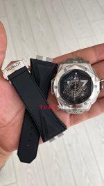 Hublot Sang Bleu II Siyah Kadran 45mm Silver Replika Saat