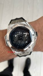 Hublot Sang Bleu II Siyah Kadran 45mm Silver Replika Saat
