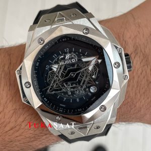 Hublot Sang Bleu II Siyah Kadran 45mm Silver Replika Saat
