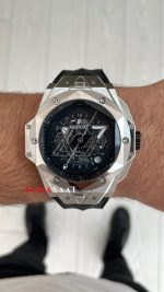 Hublot Sang Bleu II Siyah Kadran 45mm Silver Replika Saat