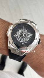 Hublot Sang Bleu II Siyah Kadran 45mm Silver Replika Saat
