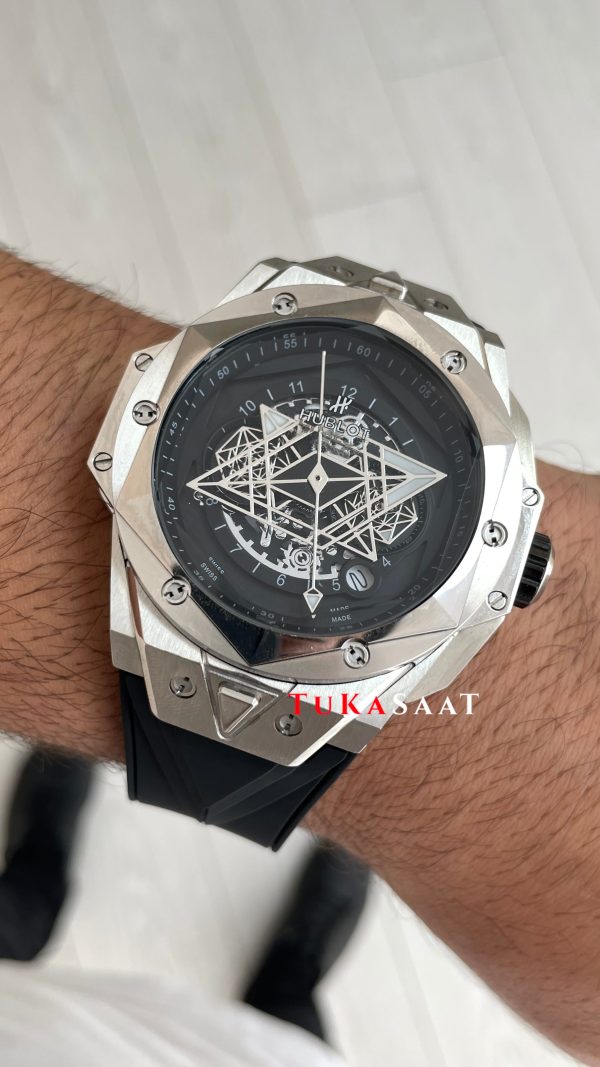 Hublot Sang Bleu II Siyah Kadran 45mm Silver Replika Saat Hublot Sang Bleu II Siyah Kadran 45mm Silver Replika Saat