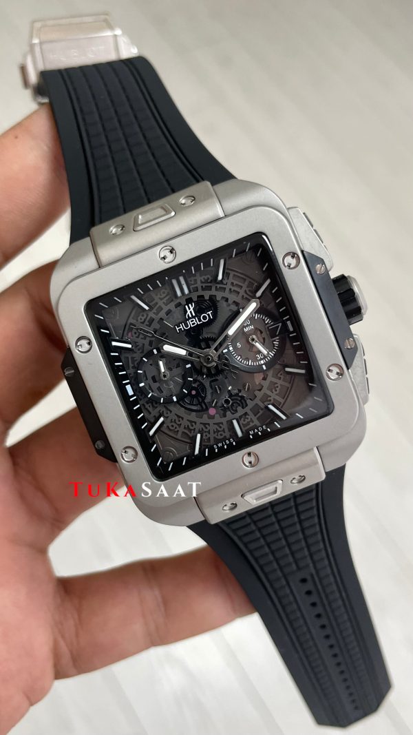 Hublot Square Bang Siyah Kadran 45mm Grey Replika Saat