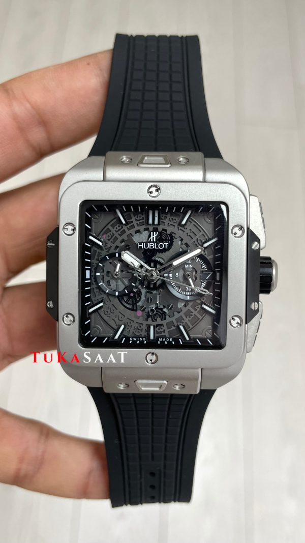 Hublot Square Bang Siyah Kadran 45mm Grey Replika Saat