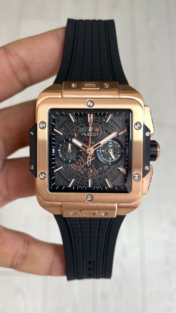 Hublot Square Bang Siyah Kadran 45mm Rose Replika Saat