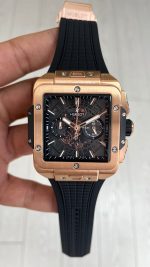 Hublot Square Bang Siyah Kadran 45mm Rose Replika Saat
