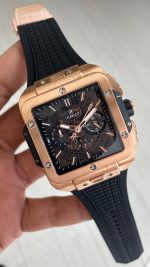 Hublot Square Bang Siyah Kadran 45mm Rose Replika Saat
