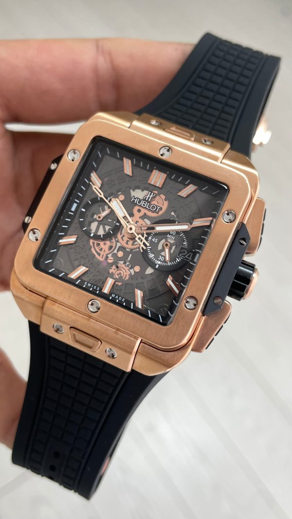 Hublot Square Bang Siyah Kadran 45mm Rose Replika Saat
