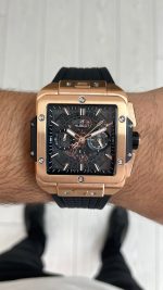 Hublot Square Bang Siyah Kadran 45mm Rose Replika Saat