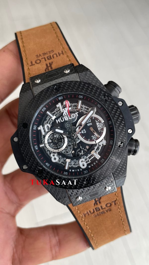 Hublot Unico Big Bang Kahverengi 44mm Black PVD Replika Saat