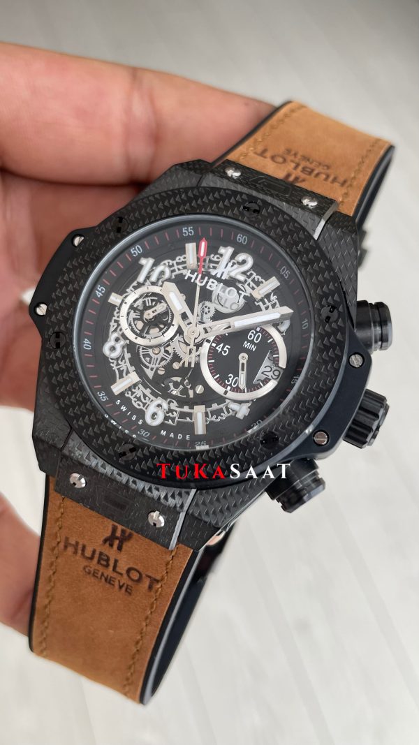 Hublot Unico Big Bang Kahverengi 44mm Black PVD Replika Saat