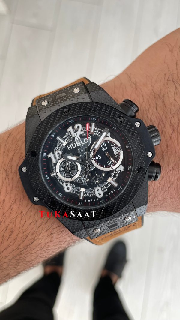 Hublot Unico Big Bang Kahverengi 44mm Black PVD Replika Saat