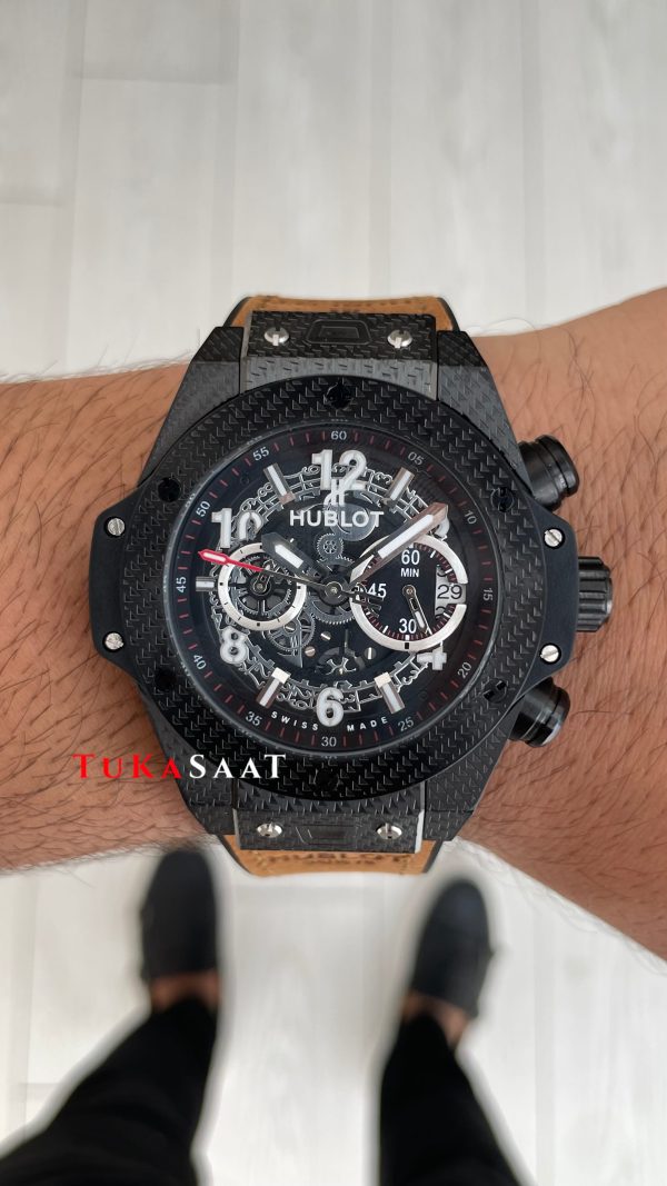 Hublot Unico Big Bang Kahverengi 44mm Black PVD Replika Saat