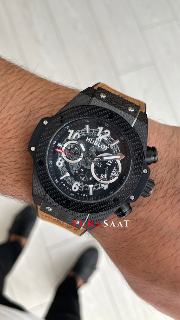 Hublot Unico Big Bang Kahverengi 44mm Black PVD Replika Saat