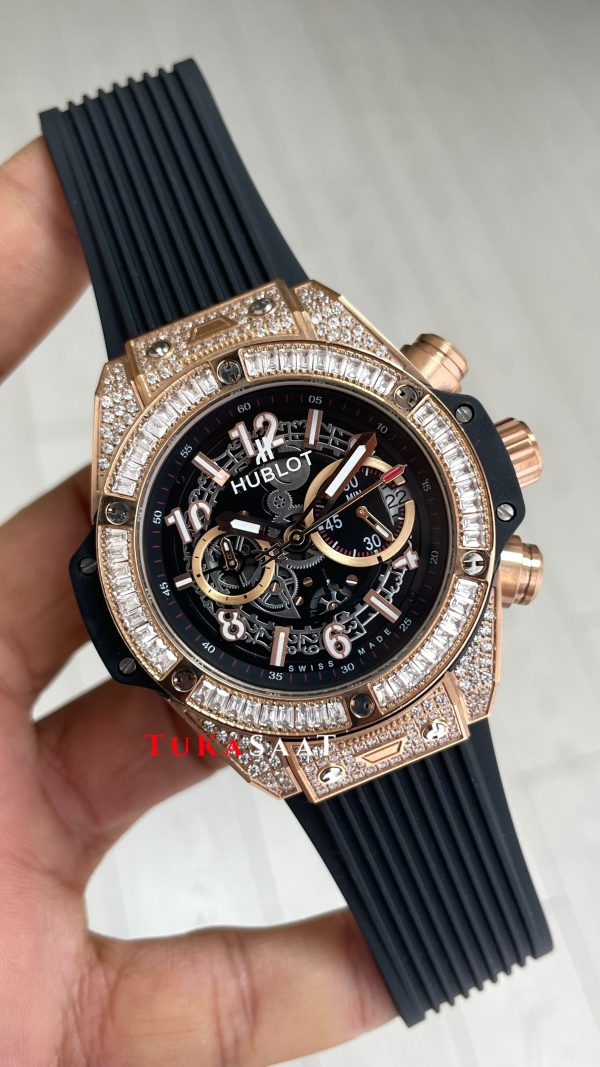Hublot Unico Diamond Big Bang King 44mm Rose Replika Saat Hublot Unico Diamond Big Bang King 44mm Rose Replika Saat