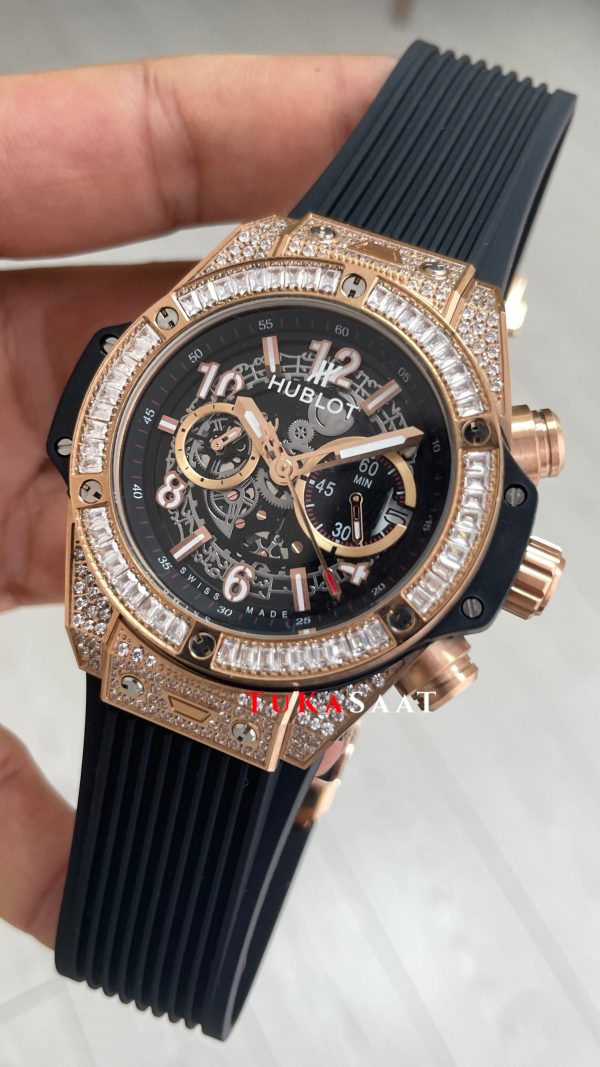 Hublot Unico Diamond Big Bang King 44mm Rose Replika Saat Hublot Unico Diamond Big Bang King 44mm Rose Replika Saat